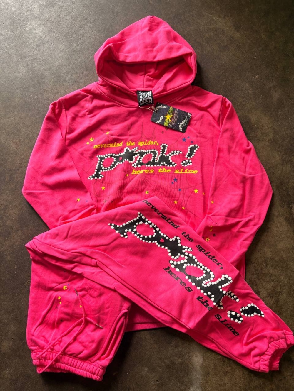 Bright Pink Hooded Sweatshirt & Jogger Set - Unknown Brand